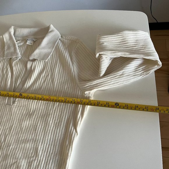 Monki Polo Crop top long sleeves cream size Large - Picture 4 of 4